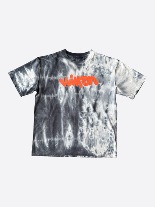 Louis Vuitton Grey & Orange Tie-Dye Graffiti T-Shirt