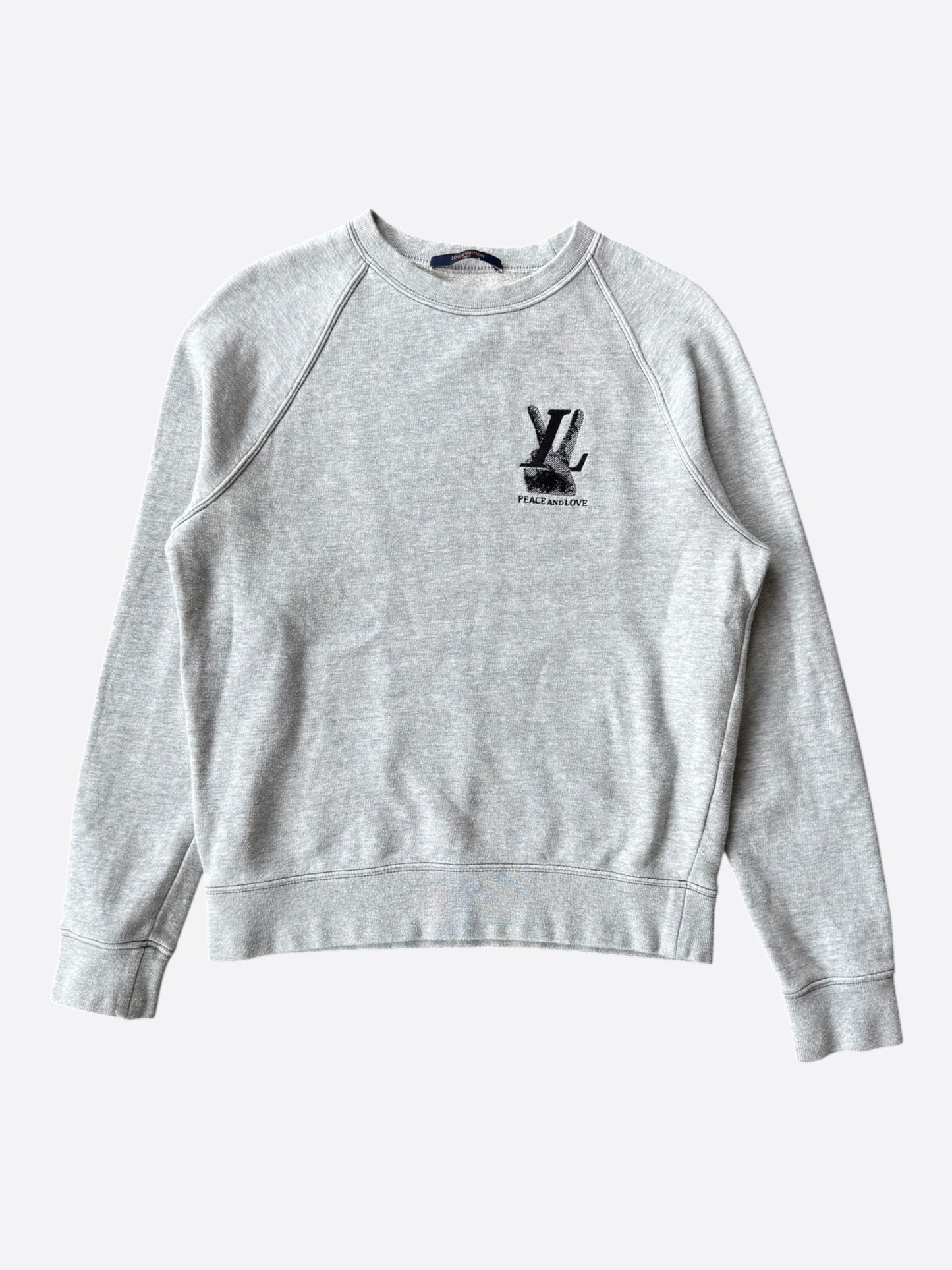 Louis Vuitton Grey Peace & Love Logo Embroidered Sweater