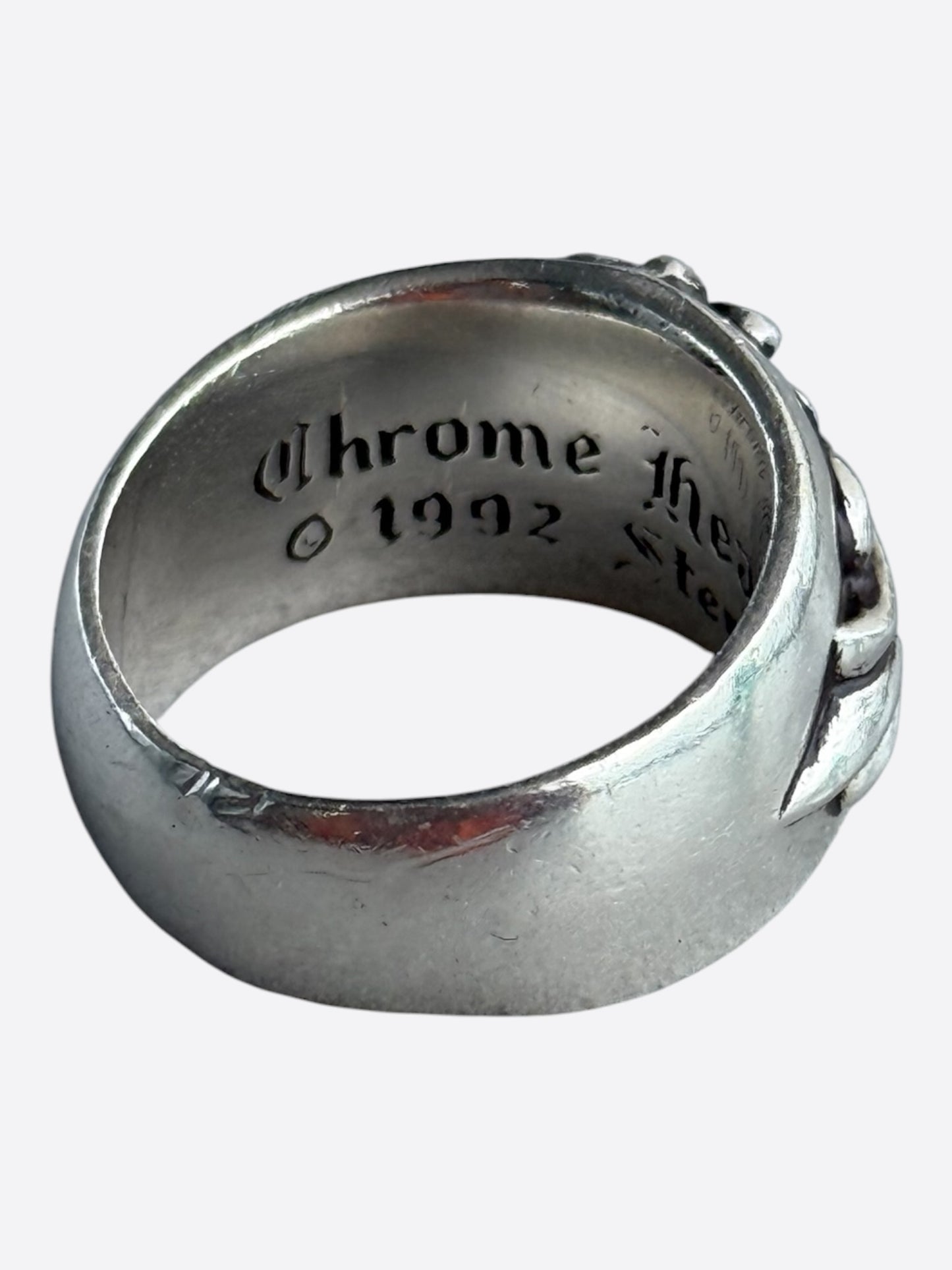 Chrome Hearts Silver & Diamond Keeper Cross Floral Ring