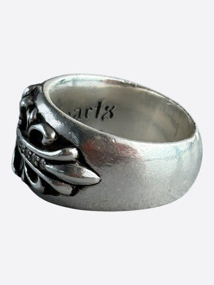 Chrome Hearts Silver & Diamond Keeper Cross Floral Ring