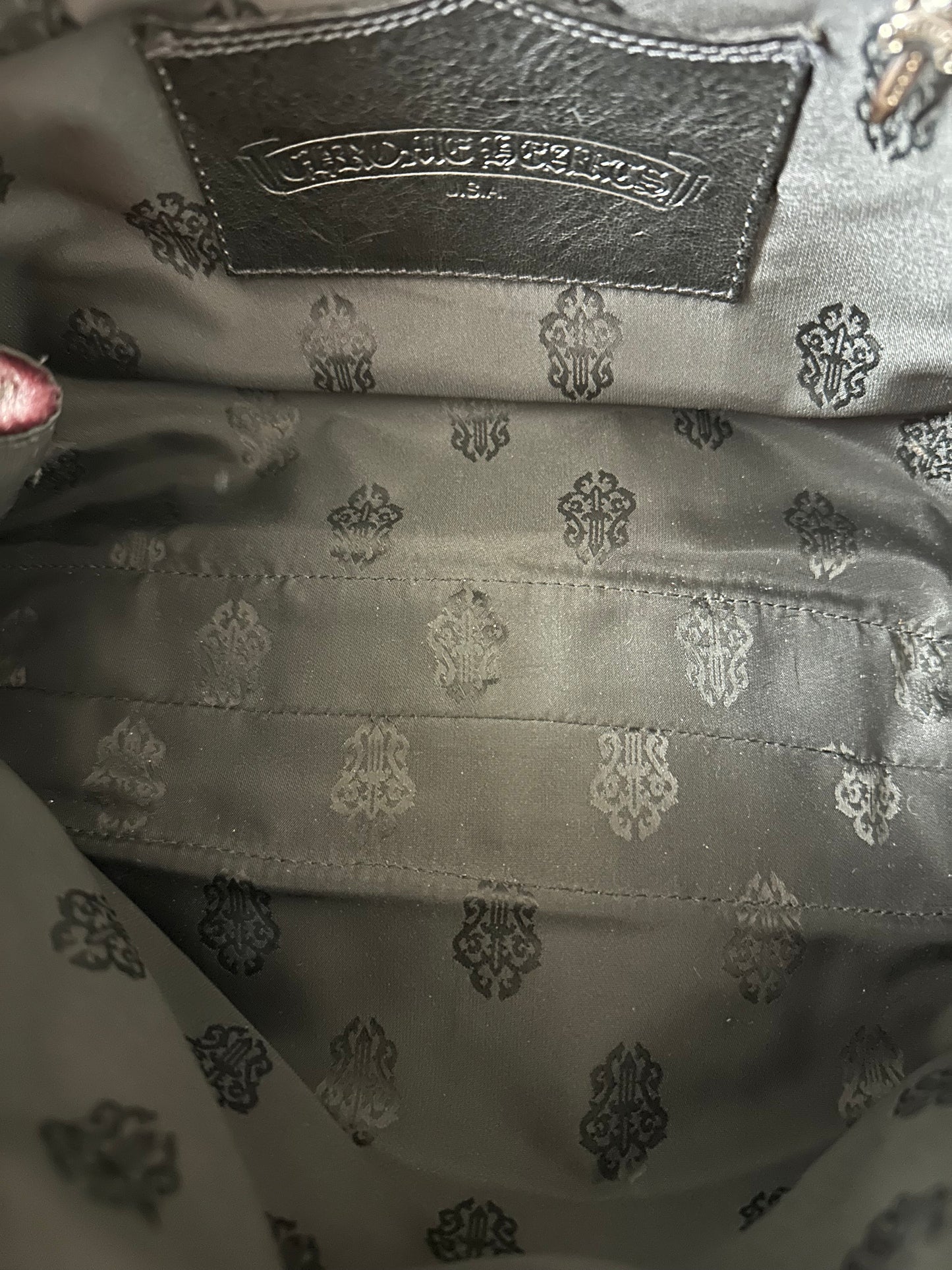 Chrome Hearts Burgundy & Black Ponyhair Hand Bag