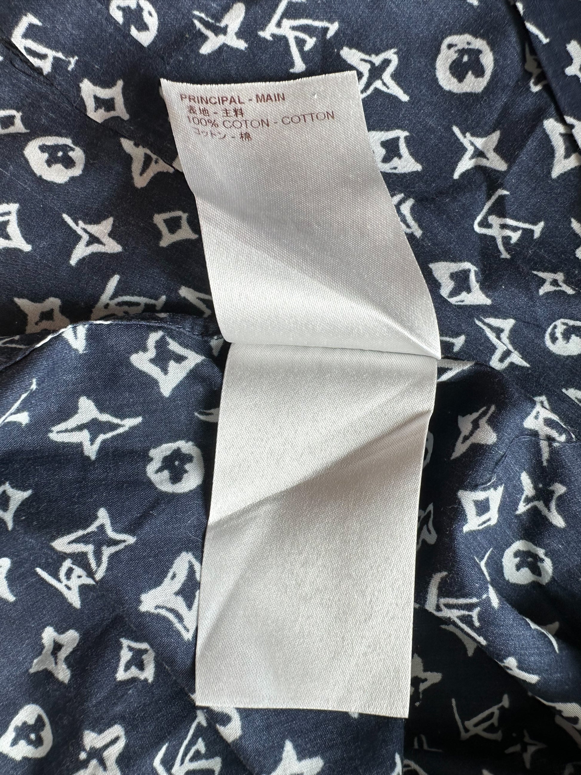 Louis Vuitton Navy & White Monogram Button Up Shirt