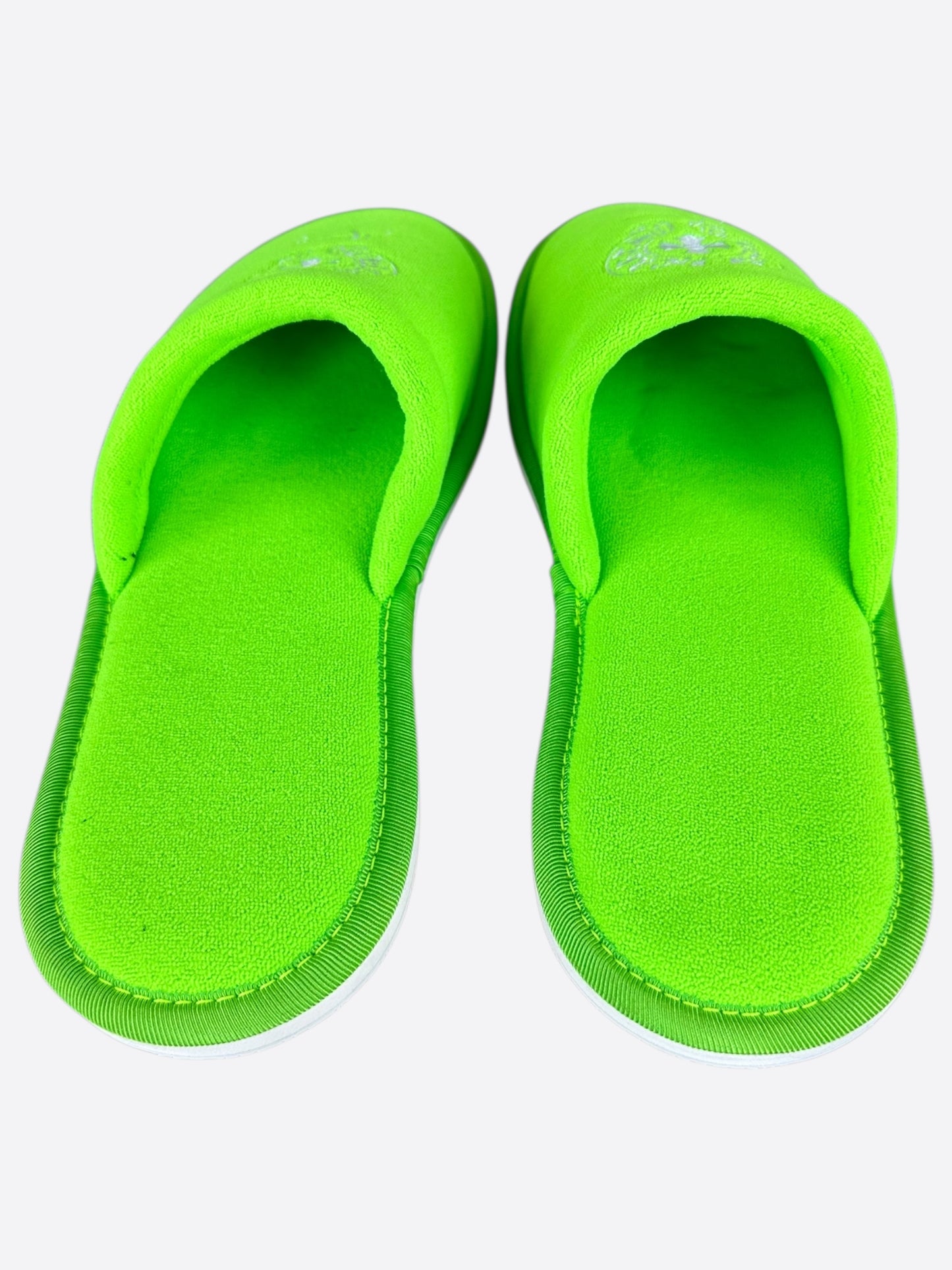 Chrome Hearts Green & White Miami Horseshoe Logo Slippers