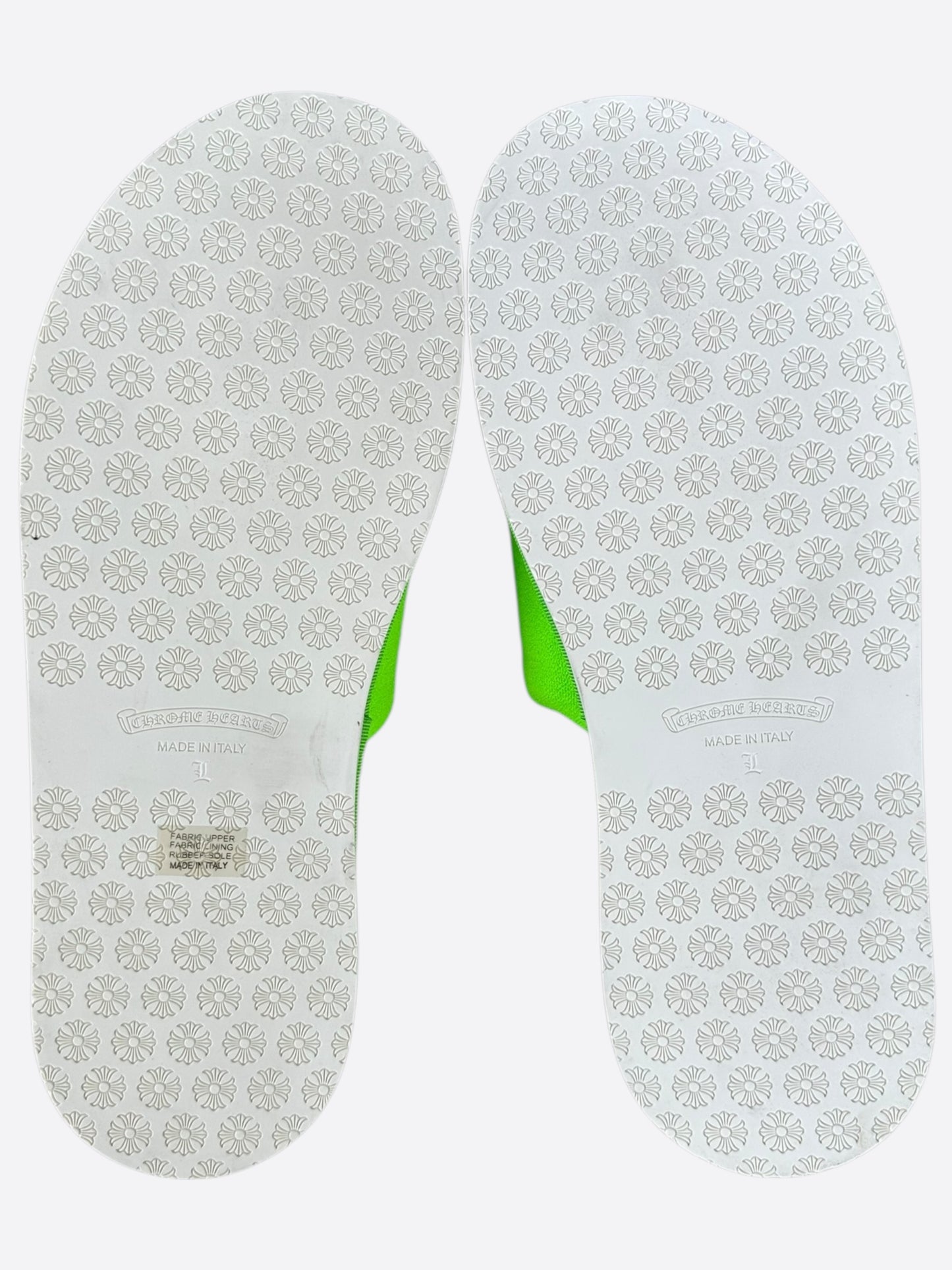 Chrome Hearts Green & White Miami Horseshoe Logo Slippers