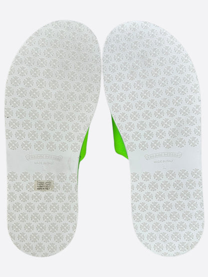 Chrome Hearts Green & White Miami Horseshoe Logo Slippers