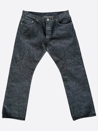 Chrome Hearts Grey & Black Star Patch Jeans