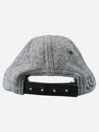 Chrome Hearts Grey & Black Leather CH Logo Wool Hat