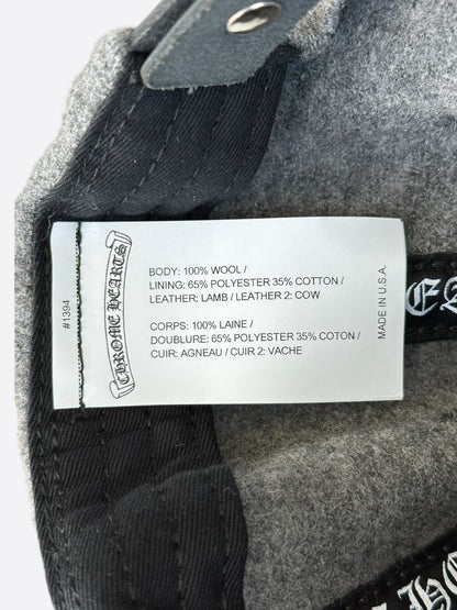 Chrome Hearts Grey & Black Leather CH Logo Wool Hat