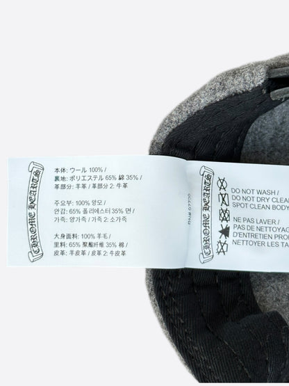 Chrome Hearts Grey & Black Leather CH Logo Wool Hat