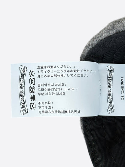 Chrome Hearts Grey & Black Leather CH Logo Wool Hat