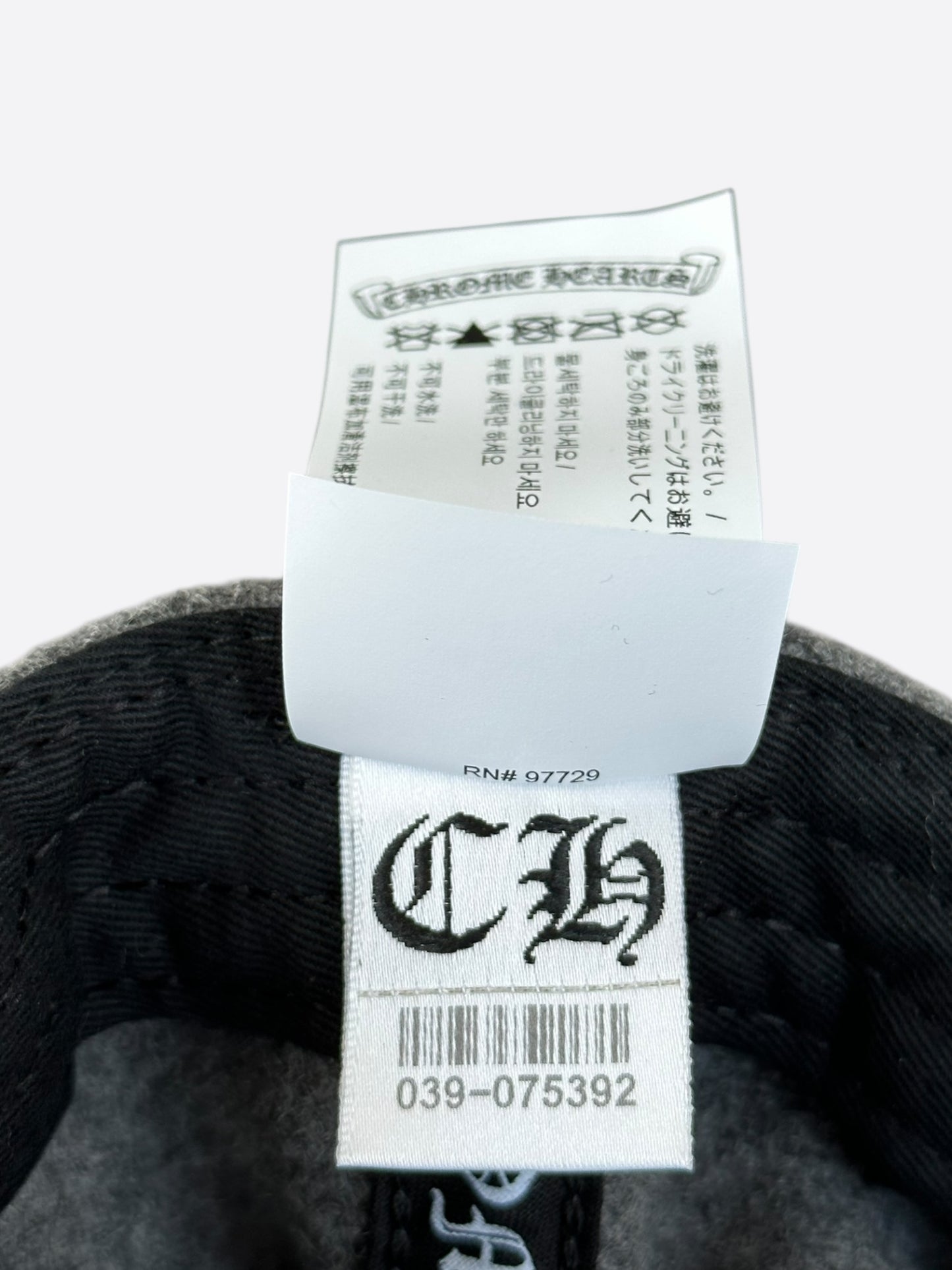 Chrome Hearts Grey & Black Leather CH Logo Wool Hat
