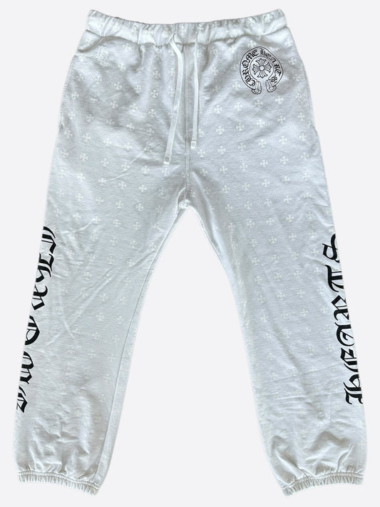 Chrome Hearts White & Black Cross Jacquard Horseshoe Logo Sweatpants