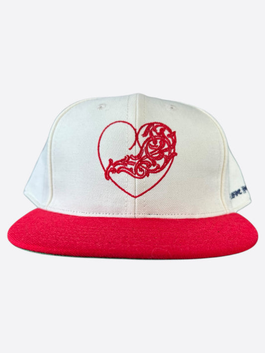 Chrome Hearts White & Red Heart Logo Fitted Hat