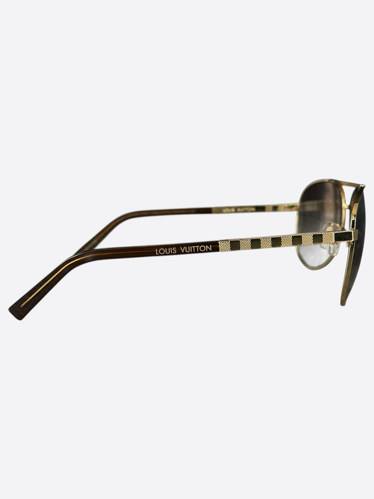 Louis Vuitton Gold Damier Attitude Pilot Sunglasses