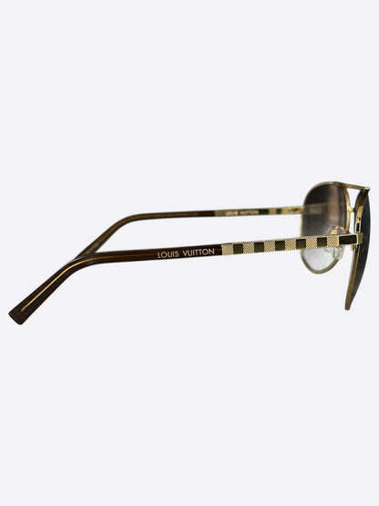 Louis Vuitton Gold Damier Attitude Pilot Sunglasses