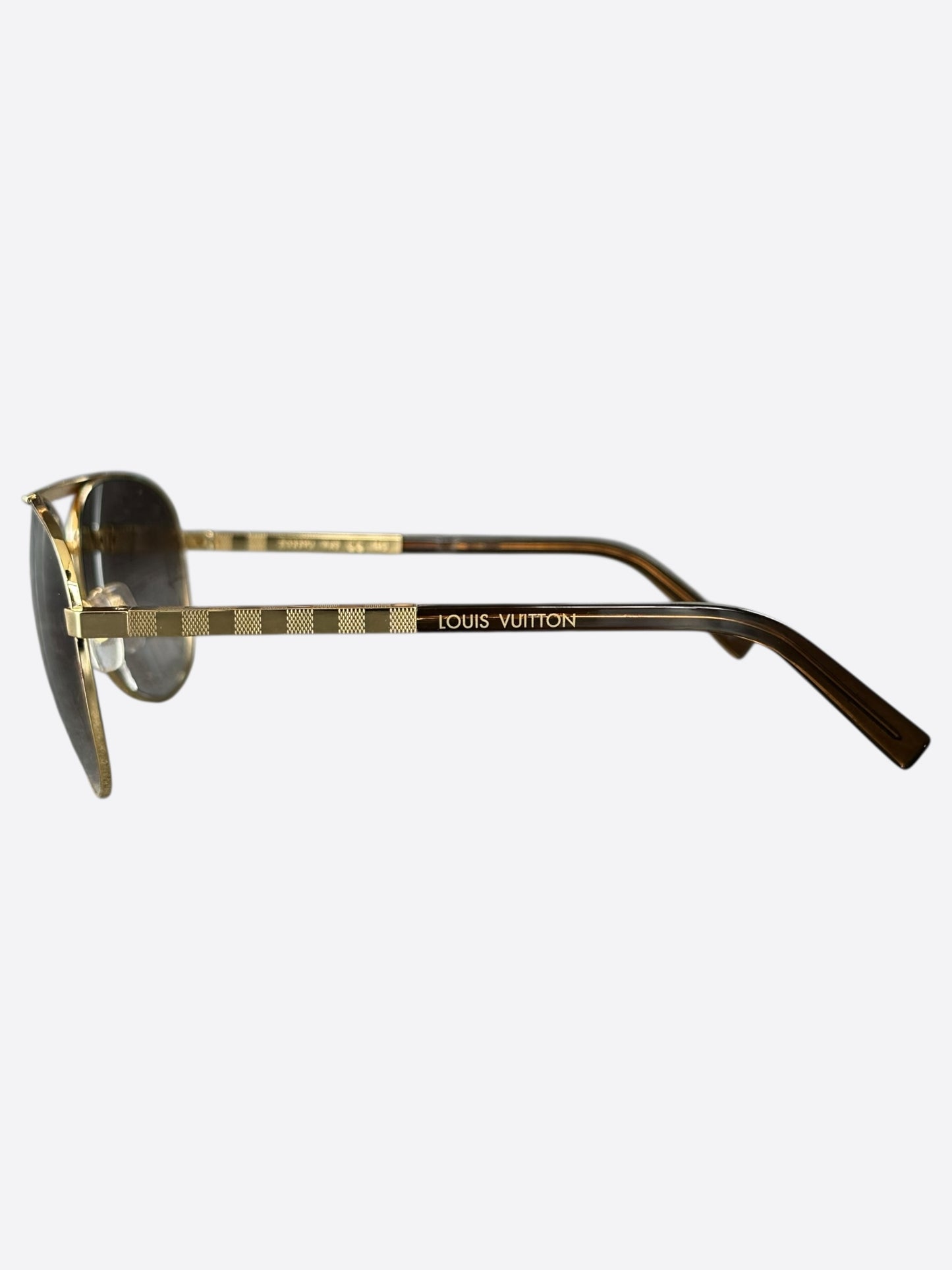 Louis Vuitton Gold Damier Attitude Pilot Sunglasses