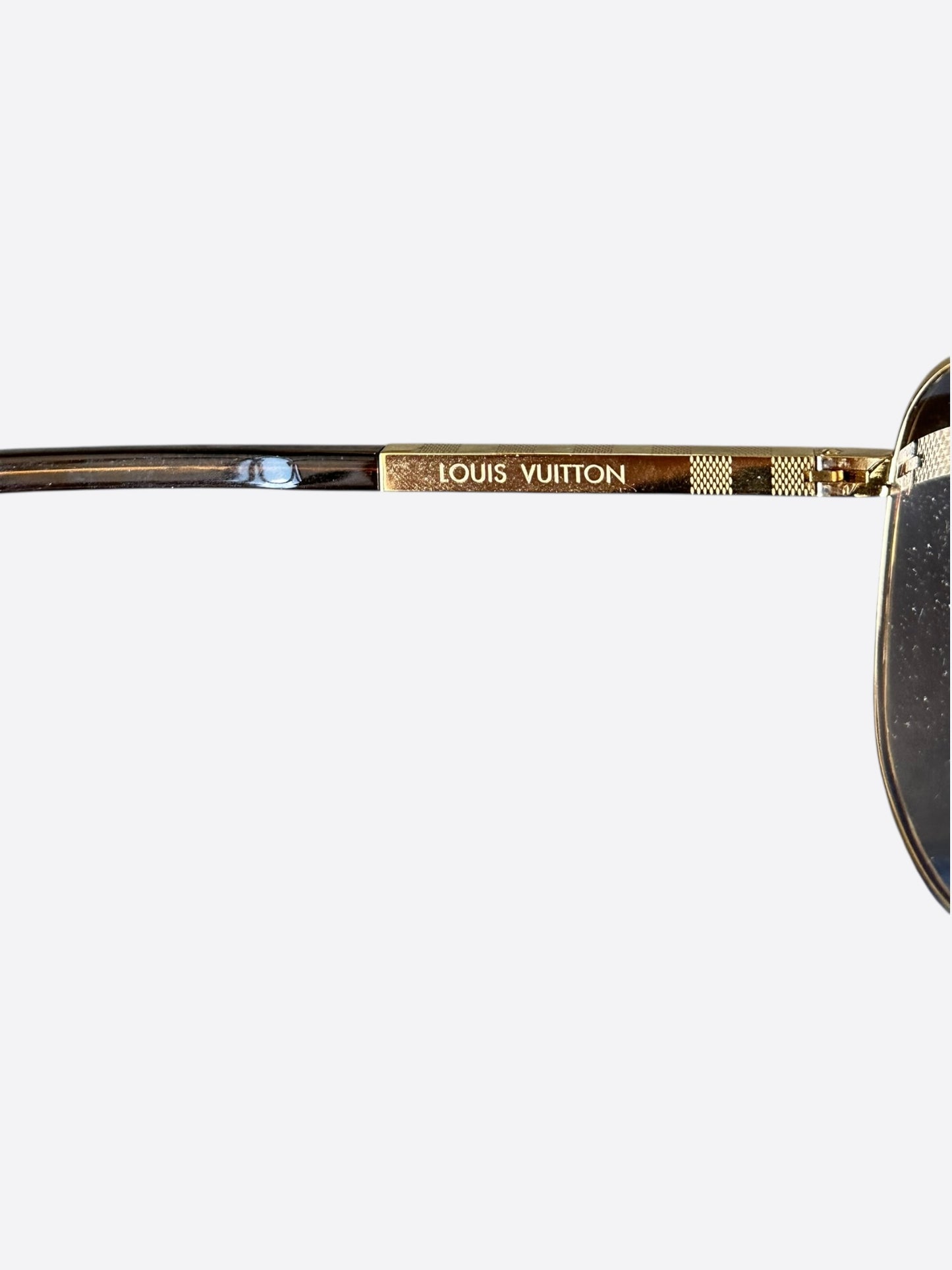 Louis Vuitton Gold Damier Attitude Pilot Sunglasses