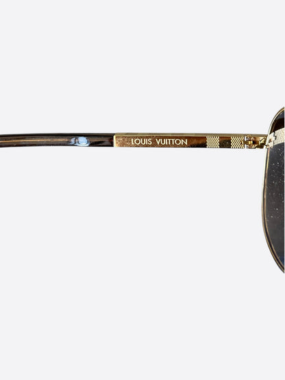 Louis Vuitton Gold Damier Attitude Pilot Sunglasses