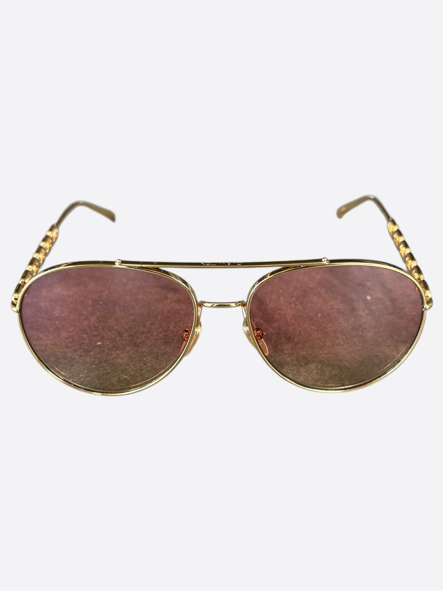 Louis Vuitton Gold Chain Pilot Sunglasses