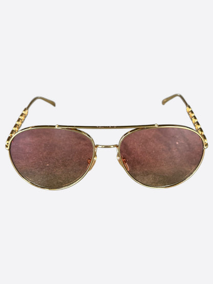 Louis Vuitton Gold Chain Pilot Sunglasses