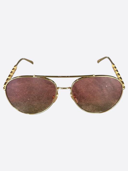 Louis Vuitton Gold Chain Pilot Sunglasses