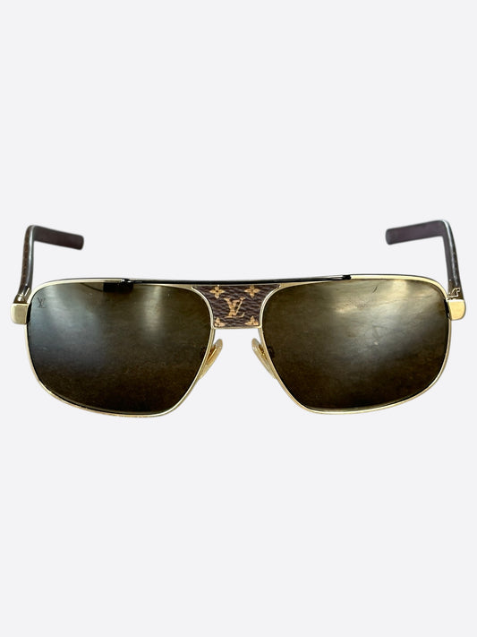 Louis Vuitton Gold & Brown Monogram Pacific Sunglasses