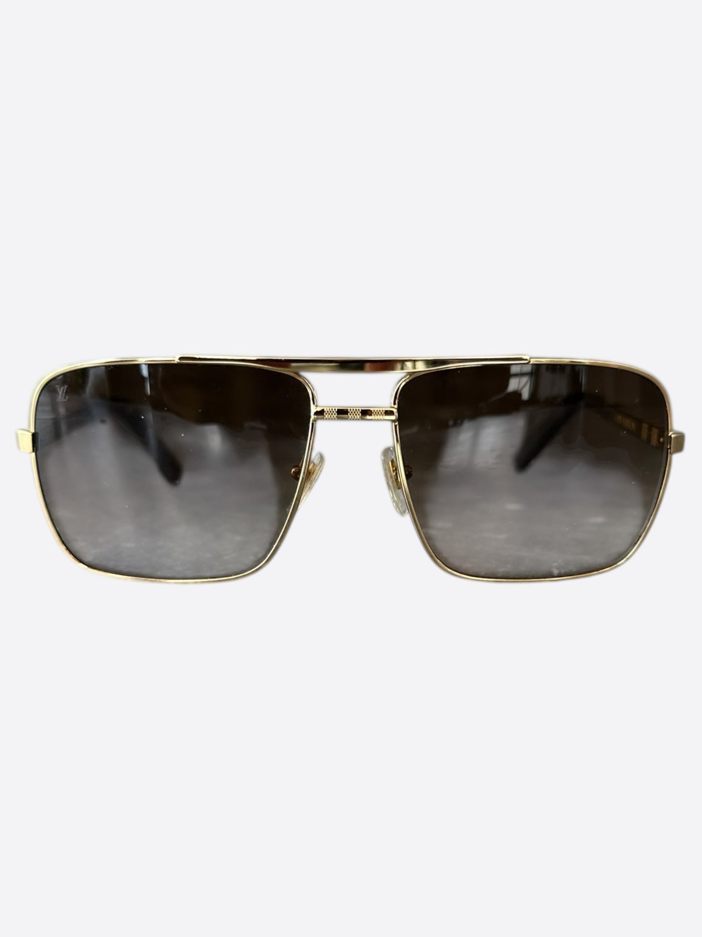 Louis Vuitton Gold Damier Attitude Pilot Sunglasses