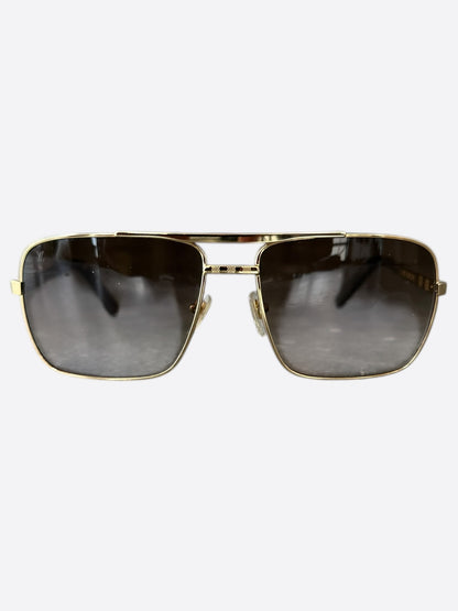 Louis Vuitton Gold Damier Attitude Pilot Sunglasses