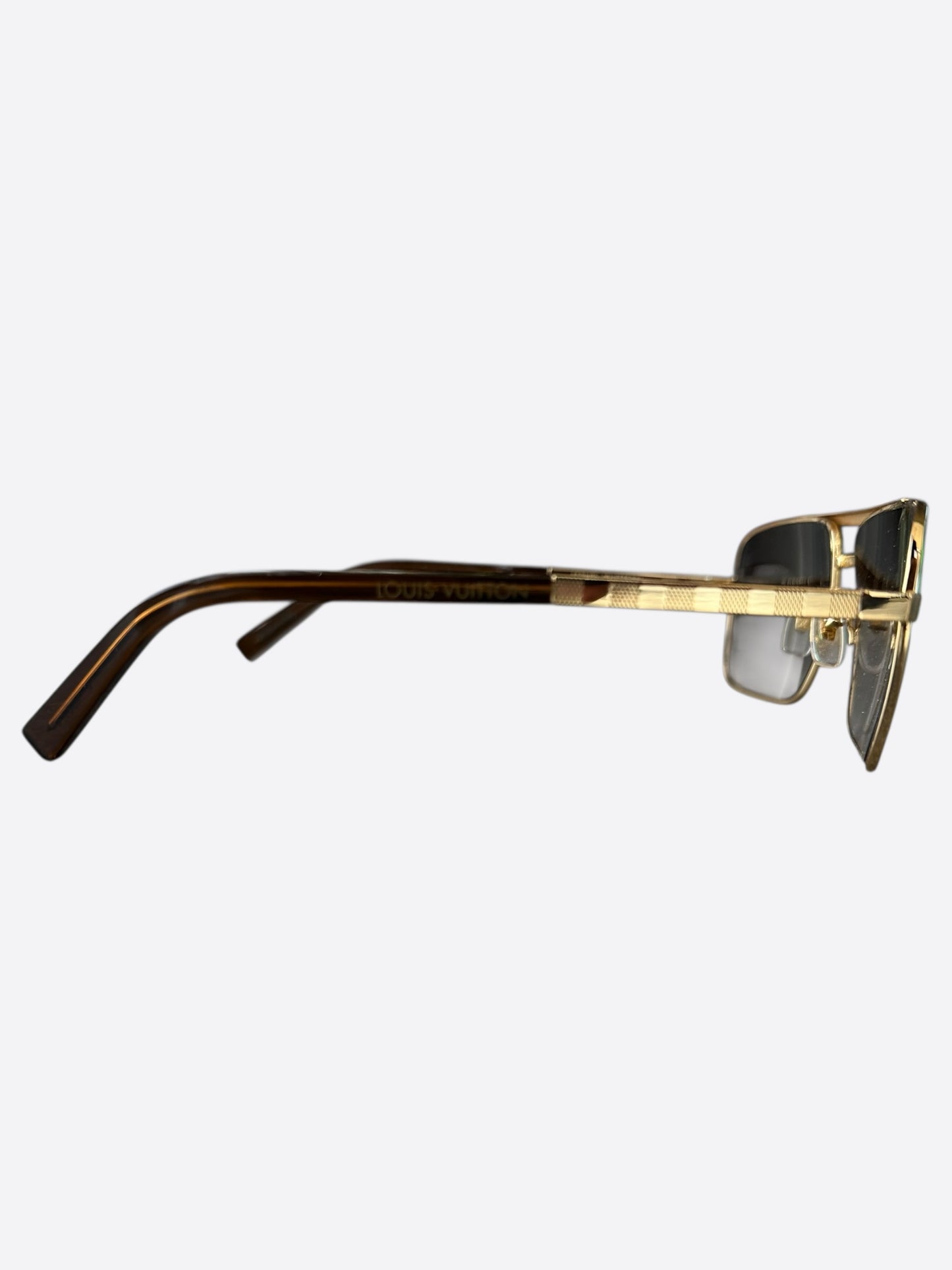 Louis Vuitton Gold Damier Attitude Pilot Sunglasses