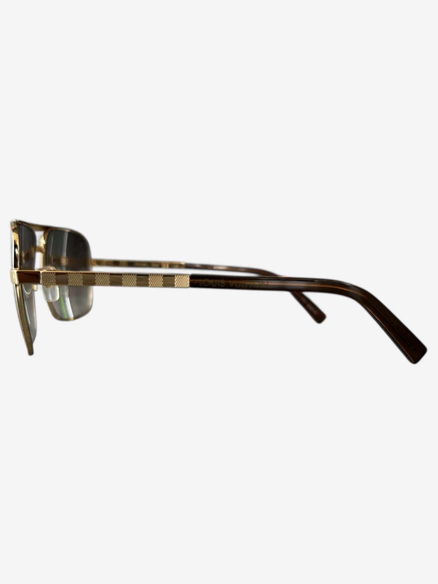 Louis Vuitton Gold Damier Attitude Pilot Sunglasses