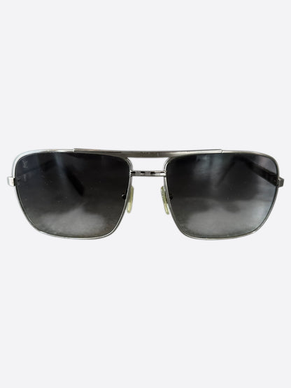 Louis Vuitton Silver Damier Attitude Pilot Sunglasses