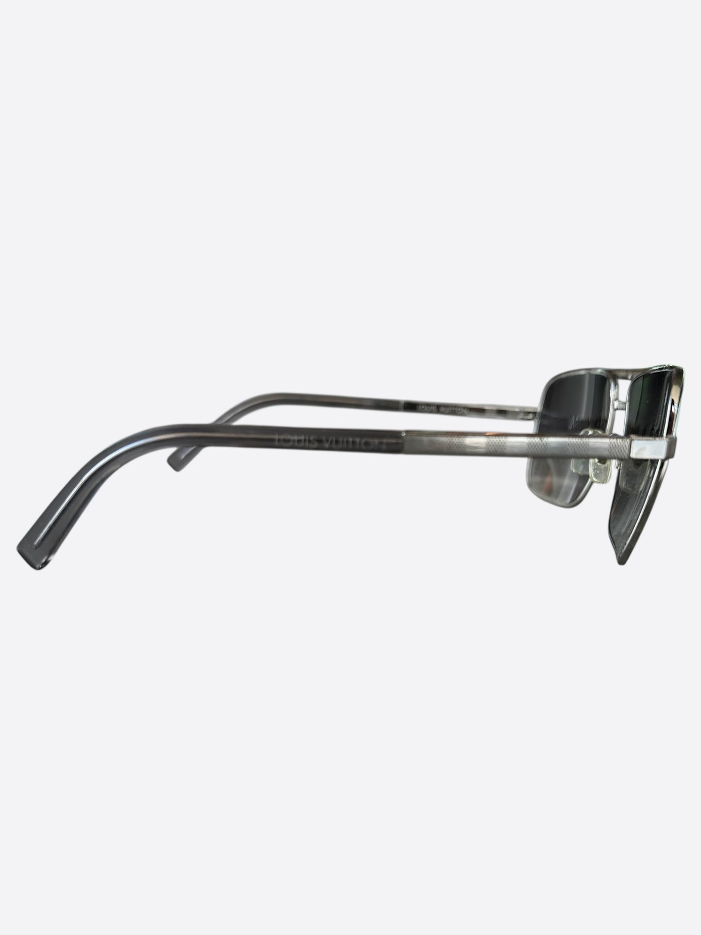 Louis Vuitton Silver Damier Attitude Pilot Sunglasses