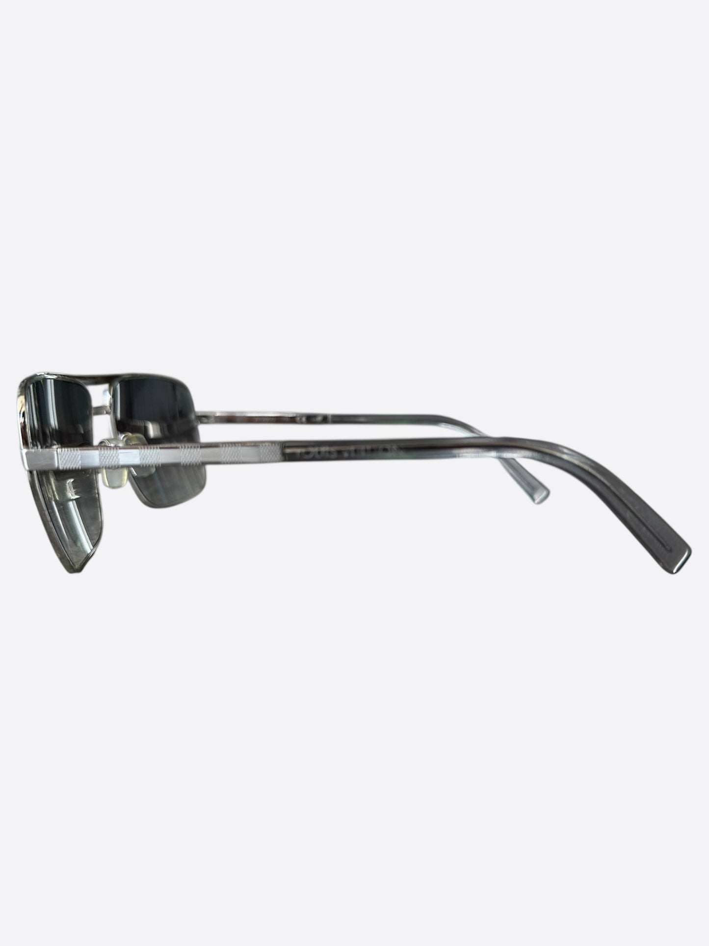 Louis Vuitton Silver Damier Attitude Pilot Sunglasses