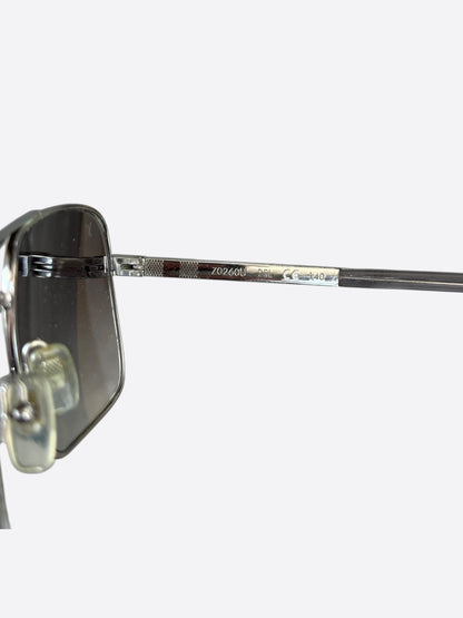 Louis Vuitton Silver Damier Attitude Pilot Sunglasses