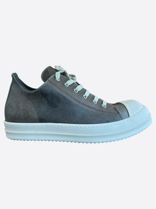 Rick Owens Dust Brown & White Leather Low Top Sneakers