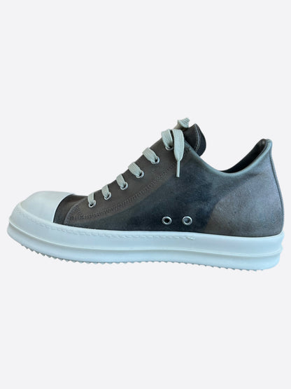 Rick Owens Dust Brown & White Leather Low Top Sneakers