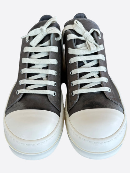Rick Owens Dust Brown & White Leather Low Top Sneakers