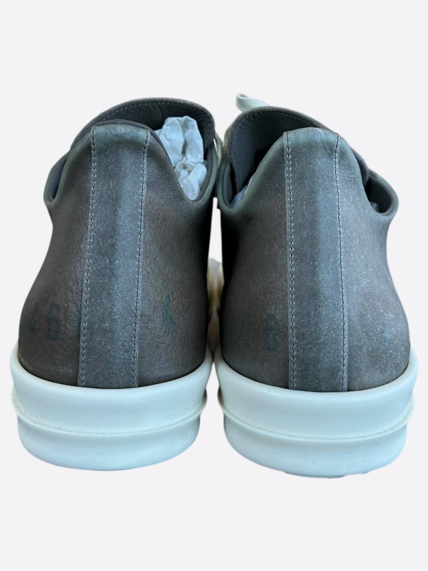 Rick Owens Dust Brown & White Leather Low Top Sneakers