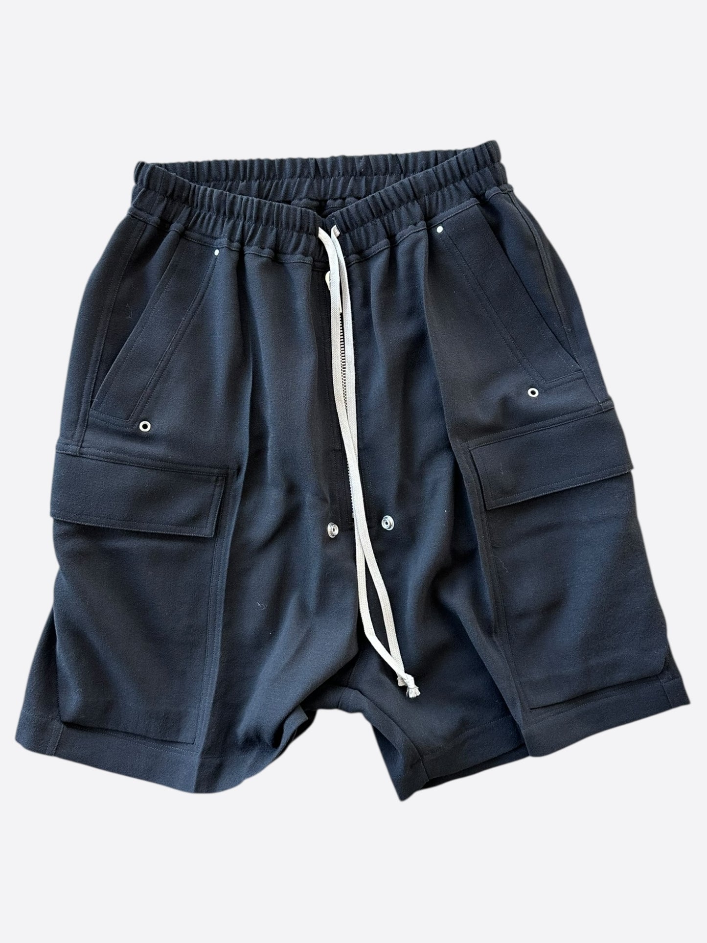 Rick Owens Black Wool Cargobela Shorts