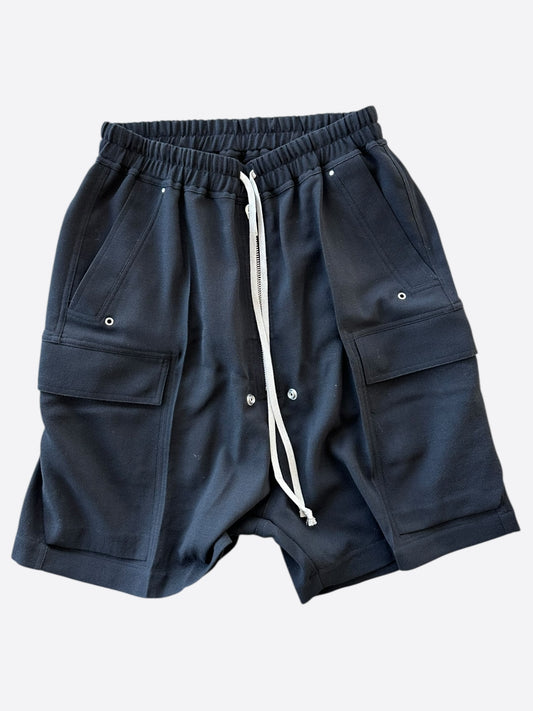 Rick Owens Black Wool Cargobela Shorts