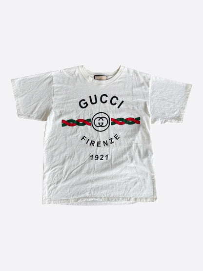 Gucci White & Multicolor Firenze 1921 Logo T-Shirt
