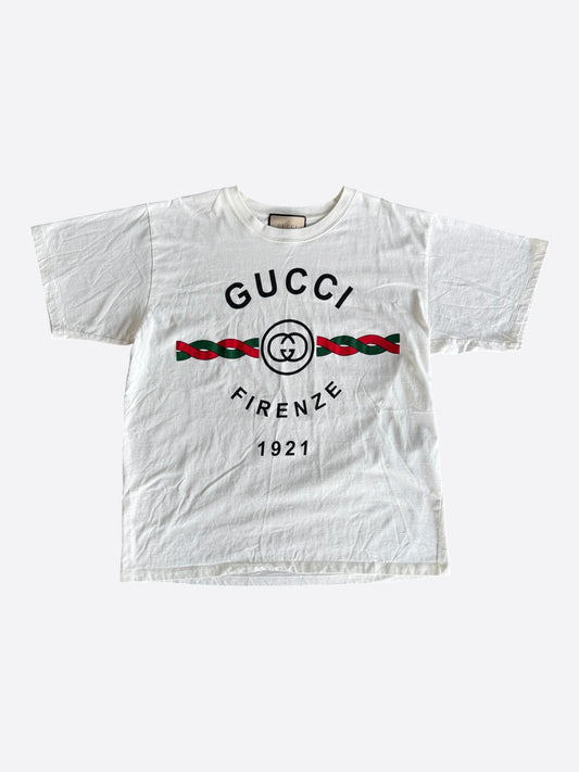 Gucci White & Multicolor Firenze 1921 Logo T-Shirt