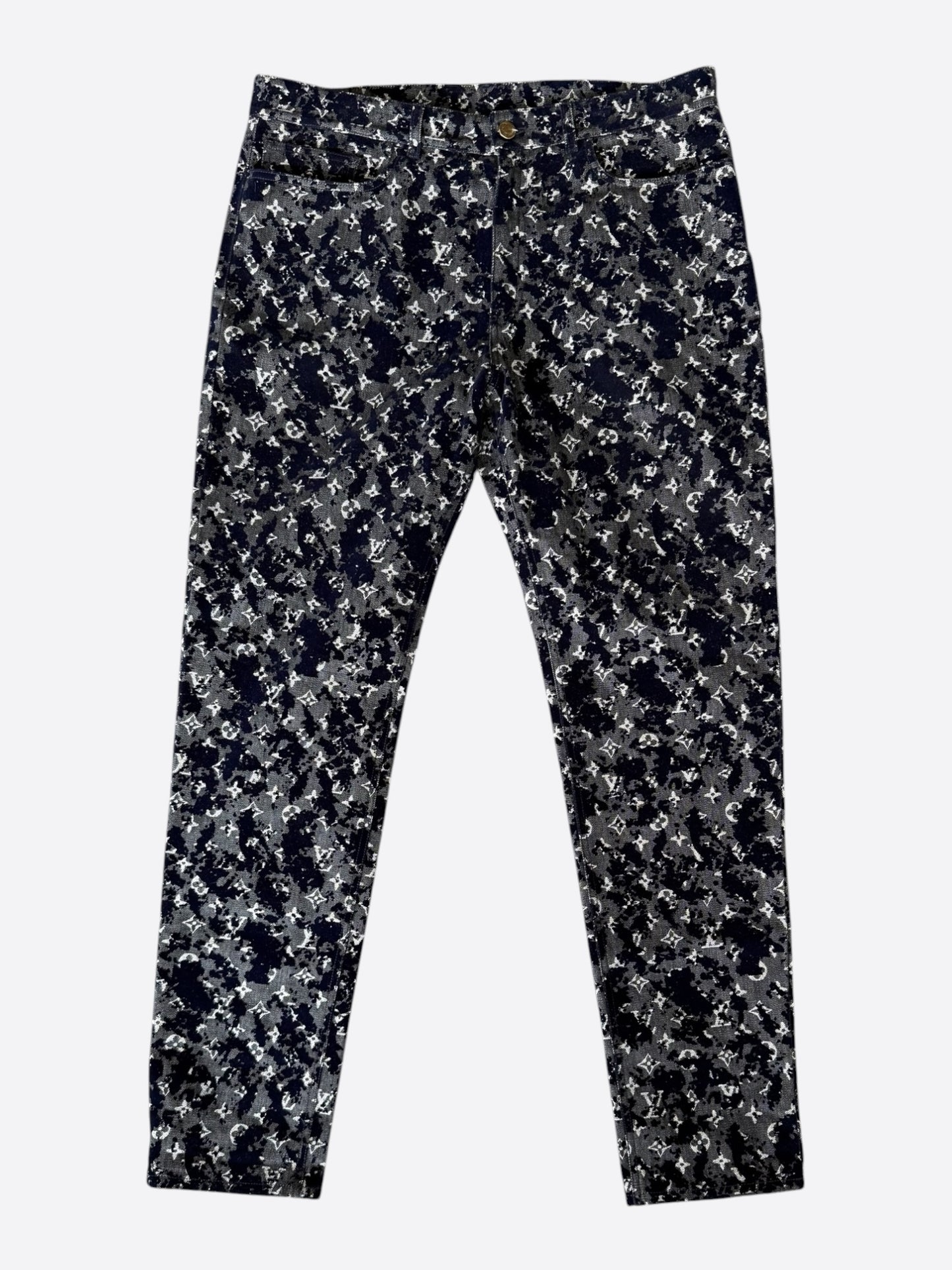 Louis Vuitton Grey Flocked Monogram Jeans