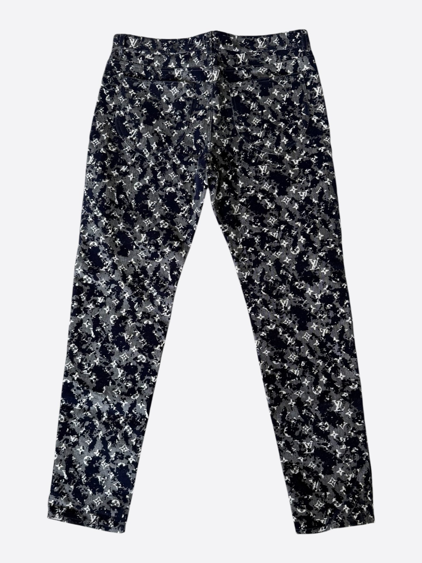 Louis Vuitton Grey Flocked Monogram Jeans