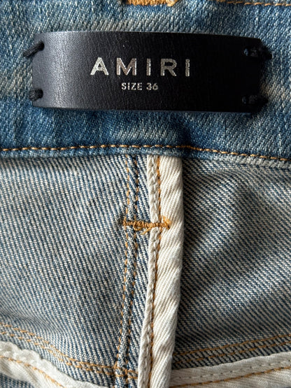 Amiri Clay Indigo Cracked Pink Patch MX1 Jeans