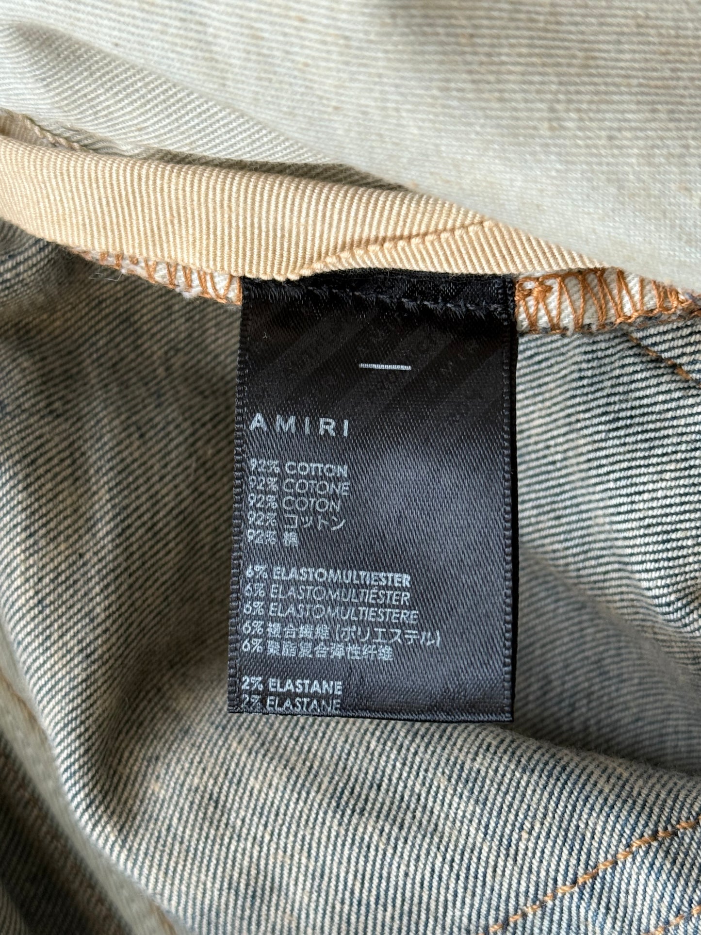 Amiri Deep Indigo & Blue Bandana English Logo Distressed Jeans