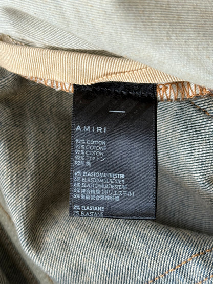 Amiri Deep Indigo & Blue Bandana English Logo Distressed Jeans