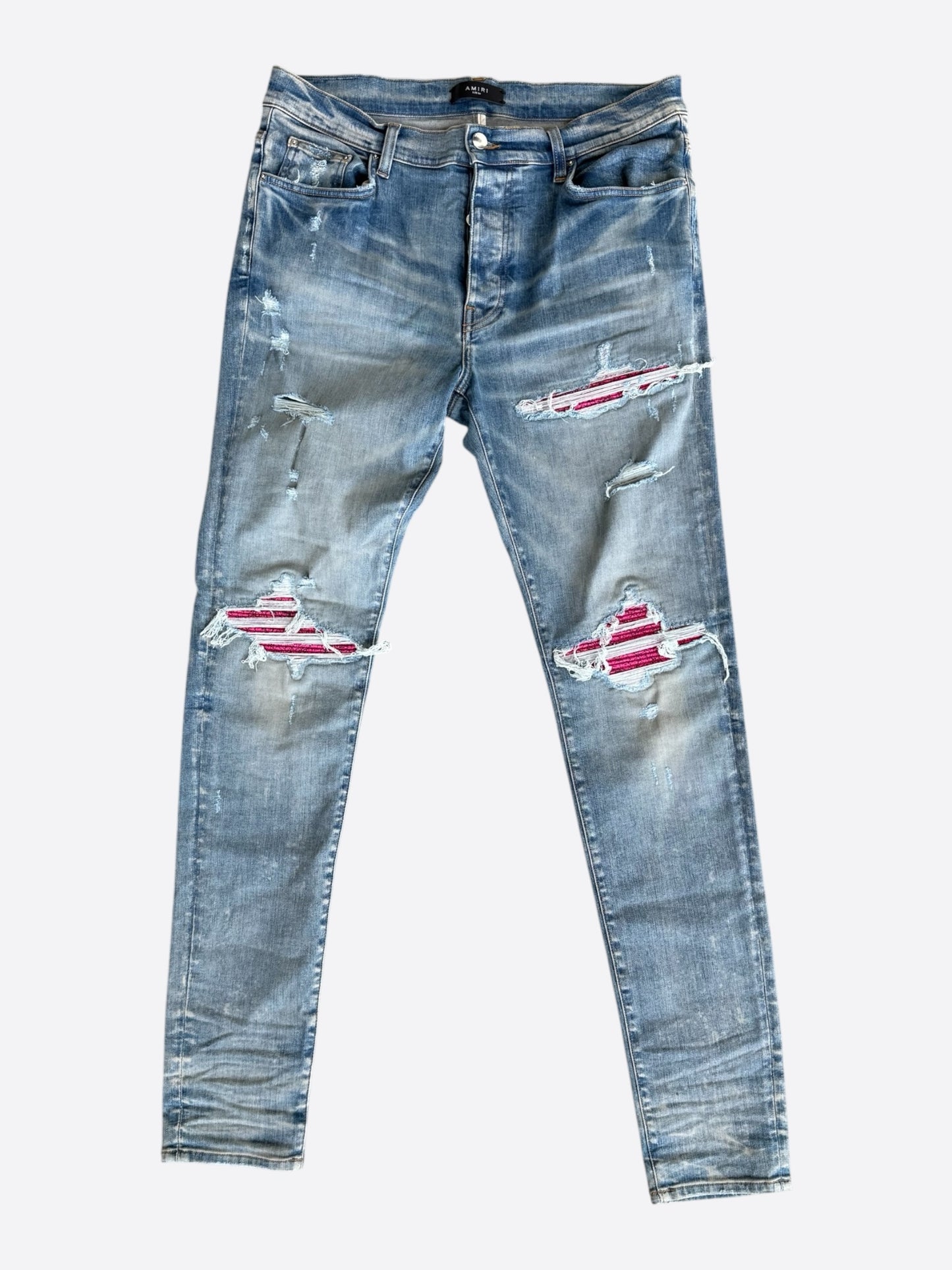 Amiri Clay Indigo Cracked Pink Patch MX1 Jeans