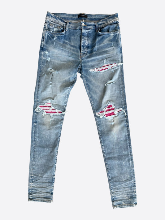 Amiri Clay Indigo Cracked Pink Patch MX1 Jeans