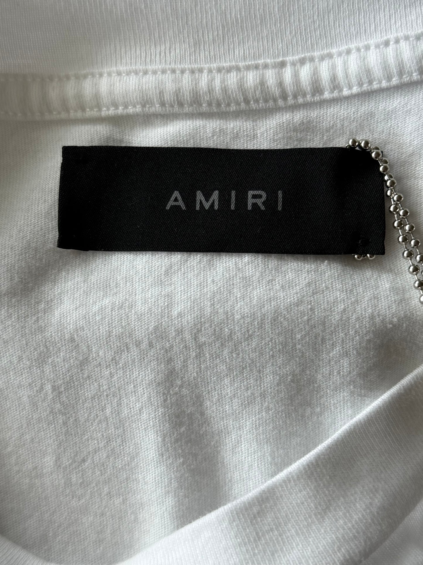 Amiri White & Blue MA Bar Logo T-Shirt